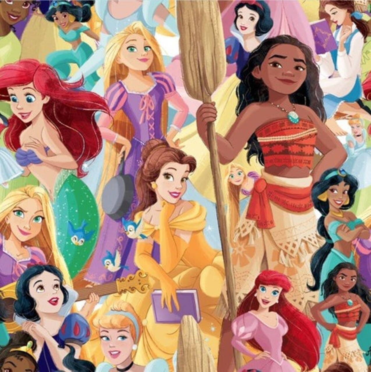 Licensed Disney Print Disney's All Princesses Packed Cotton Fabric by the Yard